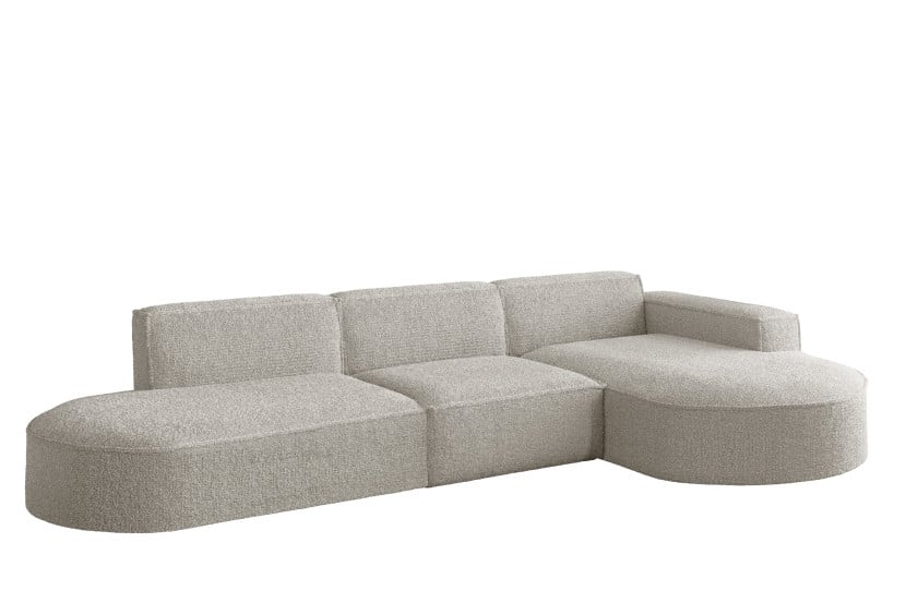 Sofa w kształcie L MODENA narożnik, tkanina Loop, Perłowy Prawostronny 748955