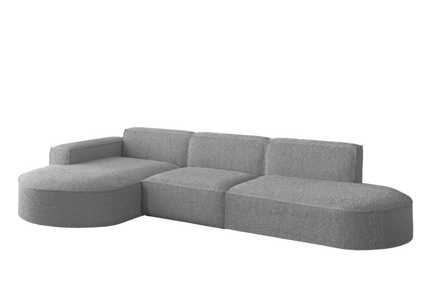 Sofa w kształcie L MODENA narożnik, tkanina Loop, Szary Lewostronny 748639