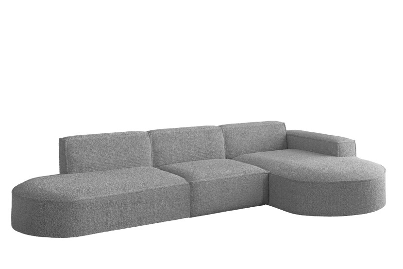 Sofa w kształcie L MODENA narożnik, tkanina Loop, Szary Prawostronny 715323