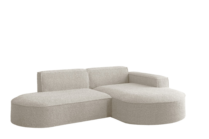 Sofa w kształcie L MODENA Studio, tkanina Loop, Ecru Prawostronny 719027