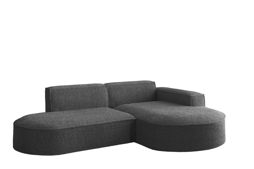 Sofa w kształcie L MODENA Studio, tkanina Loop, Grafitowy Prawostronny 719010