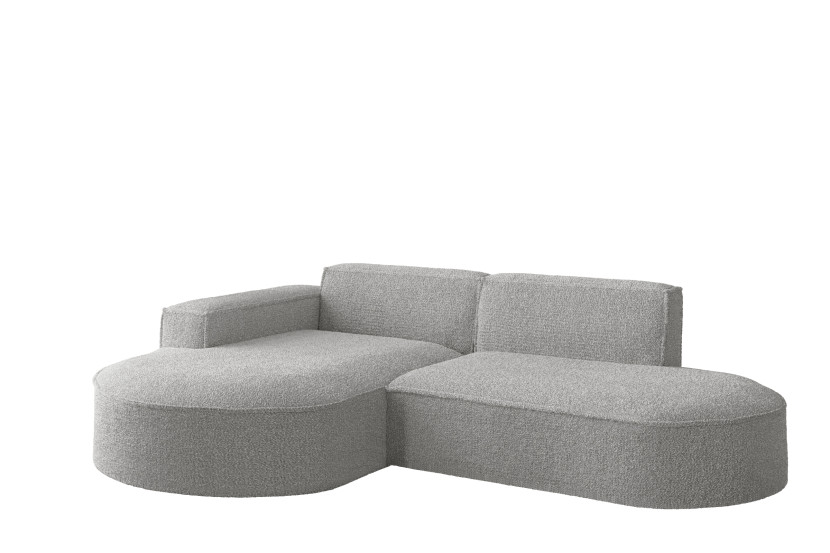 Sofa w kształcie L MODENA Studio, tkanina Loop, Jasnoszary Lewostronny 719023