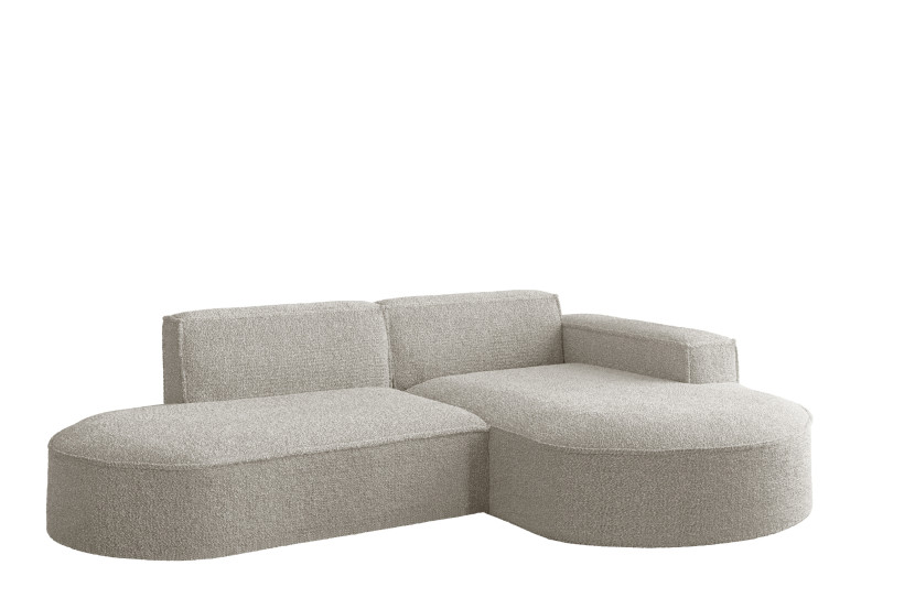 Sofa w kształcie L MODENA Studio, tkanina Loop, Perłowy Prawostronny 718970