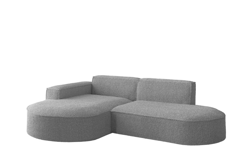 Sofa w kształcie L MODENA Studio, tkanina Loop, Szary Lewostronny 719012
