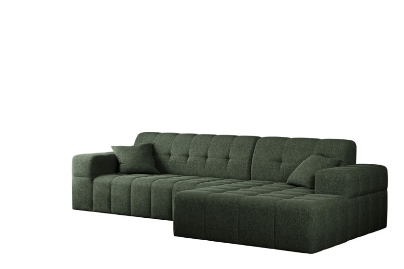 Sofa w kształcie L NIMES, tkanina Verita Ciemnozielony Prawostronny 662949