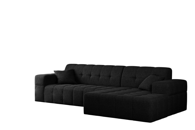 Sofa w kształcie L NIMES, tkanina Verita Czarny Prawostronny 662952
