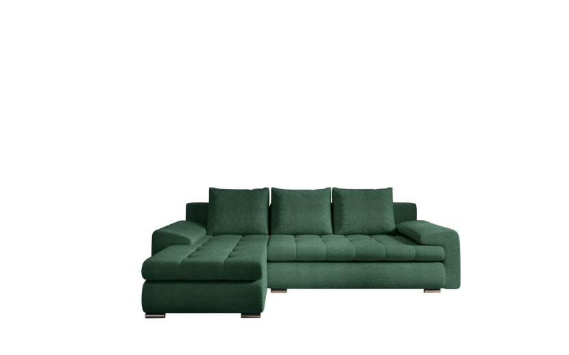 Sofa w kształcie L TOMI narożnik tkanina Abriamo, Ciemnozielony Lewostronny 525476