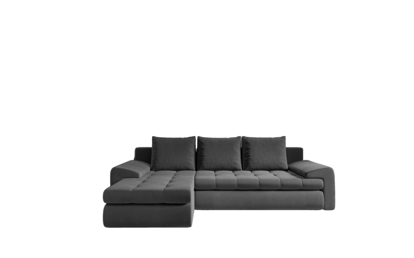 Sofa w kształcie L TOMI narożnik, tkanina Castel Ciemnoszary Lewostronny 525471