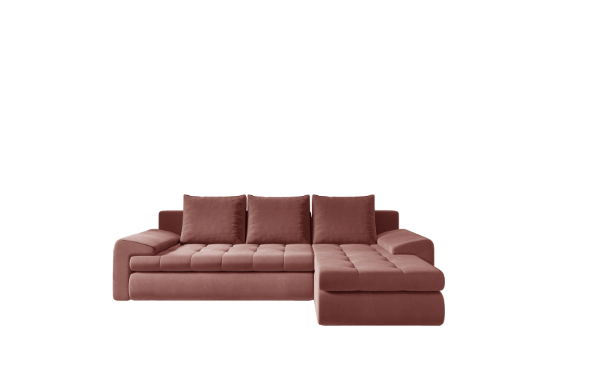 Sofa w kształcie L TOMI narożnik, tkanina Castel Koralowy Prawostronny 525443