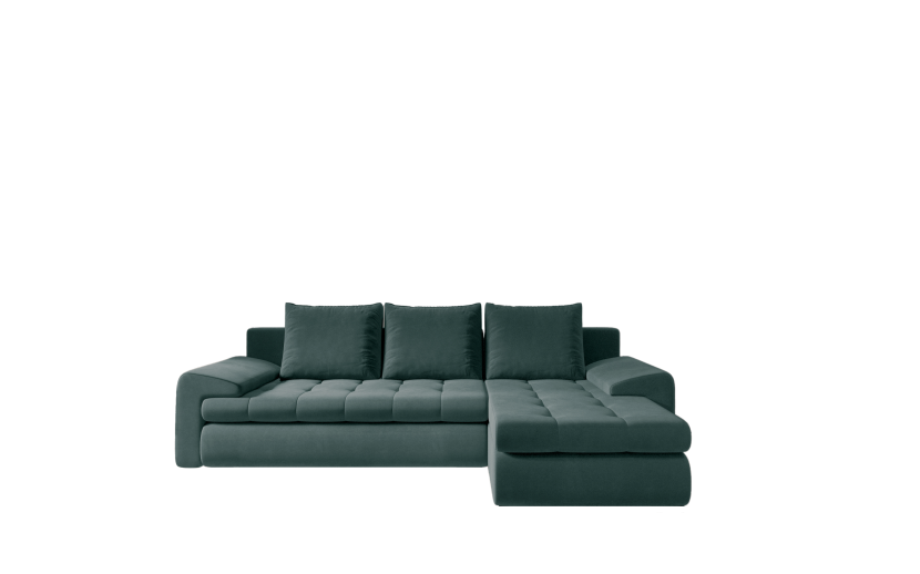 Sofa w kształcie L TOMI narożnik, tkanina Castel Lazurowy Prawostronny 525462