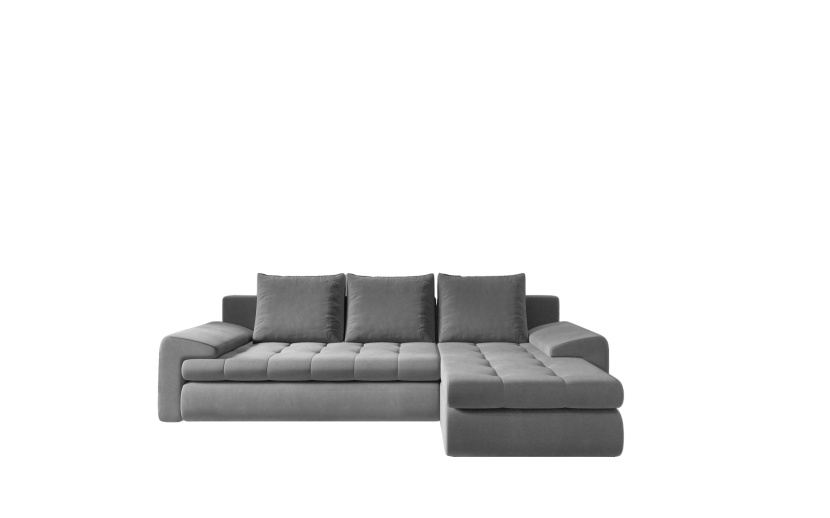Sofa w kształcie L TOMI narożnik, tkanina Castel Szary Prawostronny 525445