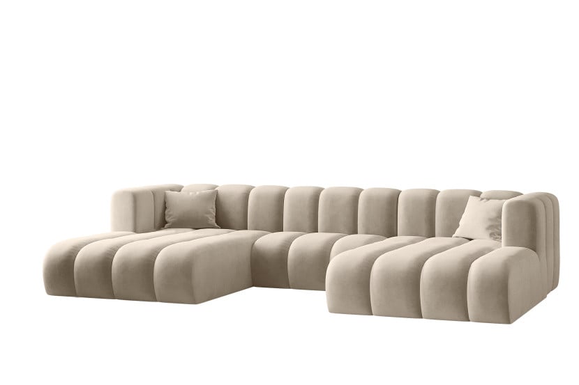 Sofa w kształcie litery U, Grand modułowa z tkaniny Salvador Beżowy 636831