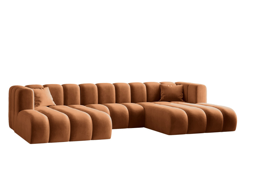Sofa w kształcie litery U, Grand modułowa z tkaniny Salvador Brązowy 636849