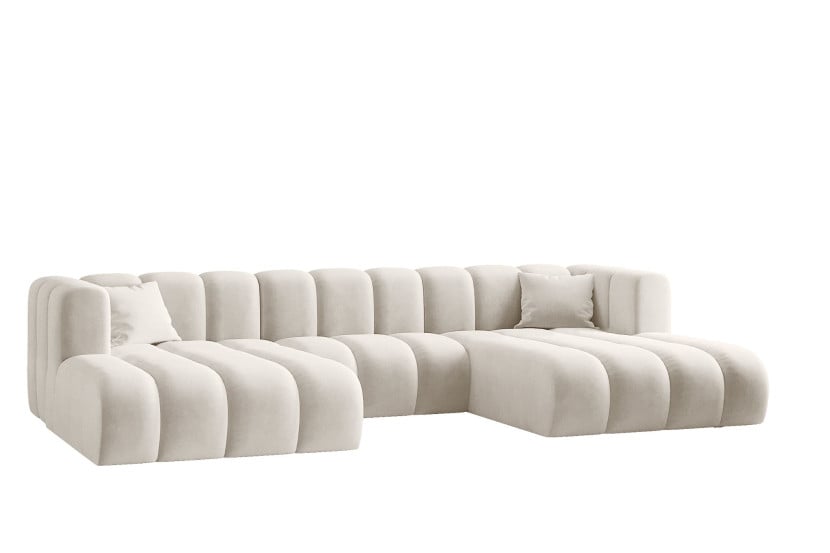 Sofa w kształcie litery U, Grand modułowa z tkaniny Salvador Jasnoszary 636869