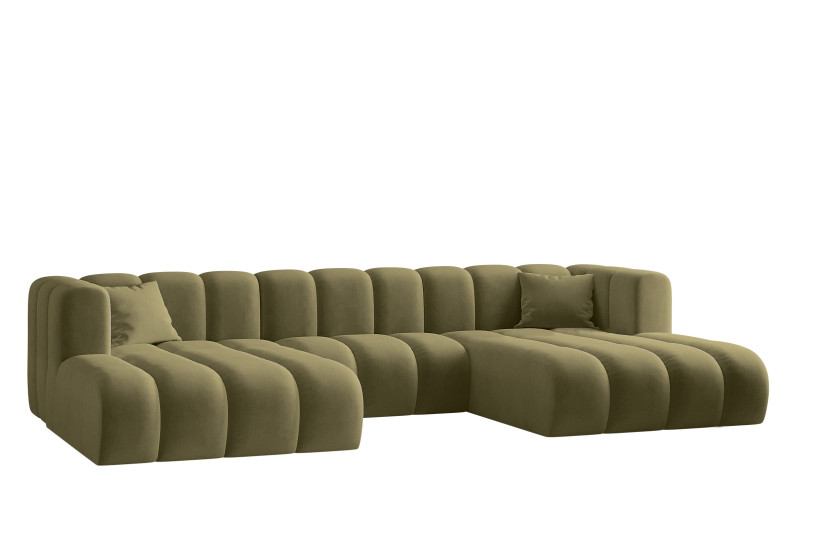 Sofa w kształcie litery U, Grand modułowa z tkaniny Salvador Oliwkowy 636905