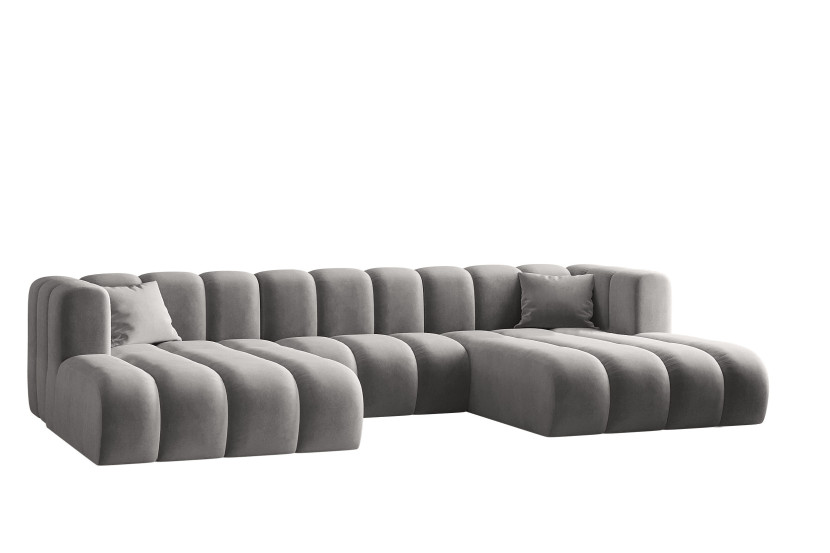 Sofa w kształcie litery U, Grand modułowa z tkaniny Salvador Szary 636850