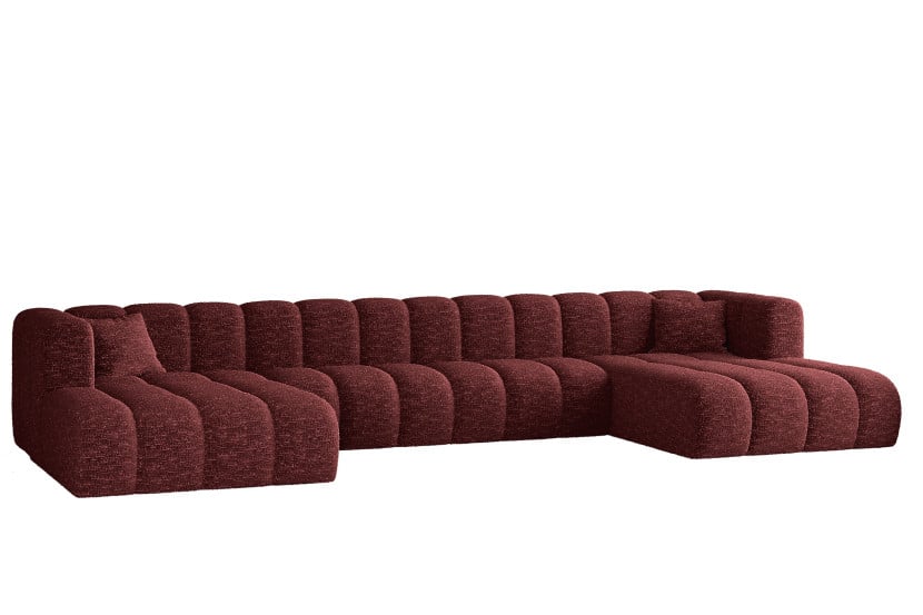 Sofa w kształcie litery U, Grand U XL modułowa z tkaniny Haga Burgundowy 636889