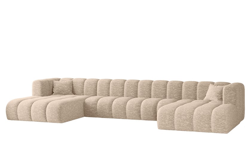 Sofa w kształcie litery U, Grand U XL modułowa z tkaniny Haga Ecru 636917