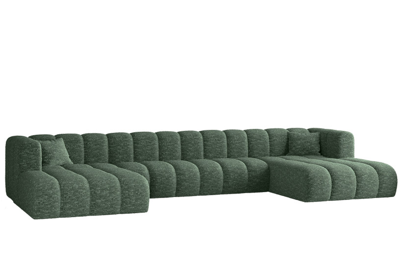 Sofa w kształcie litery U, Grand U XL modułowa z tkaniny Haga Zielony 636817