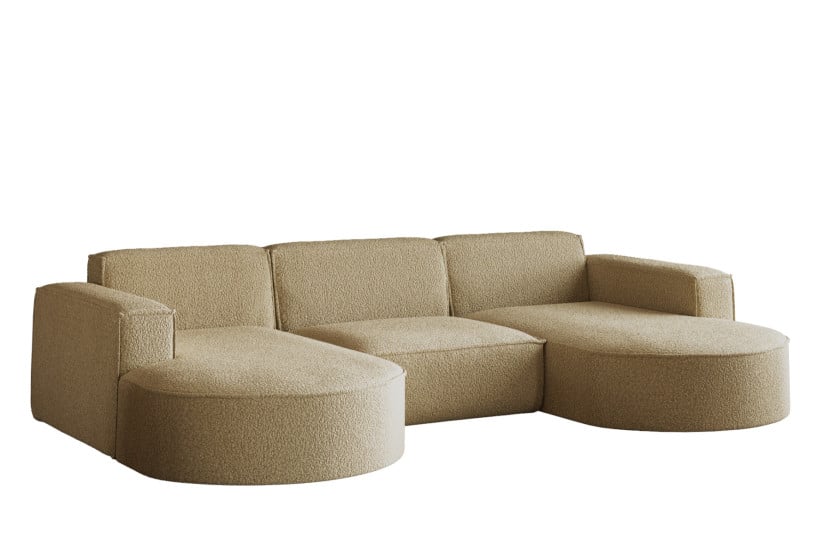 Sofa w kształcie litery U Modena Studio U tkanina Quelle Jasnobrązowy 648937