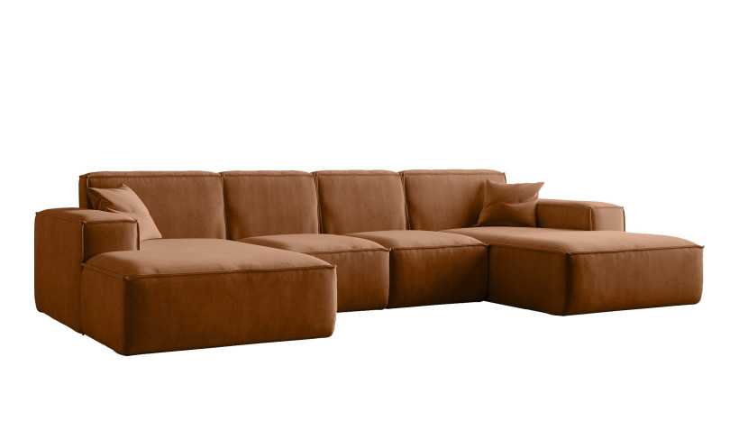 Sofa w kształcie litery U Siena, Narożnik Tkanina Salvador Ceglany 593888