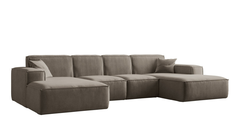 Sofa w kształcie litery U Siena, Narożnik Tkanina Salvador Ciemnobeżowy 593883