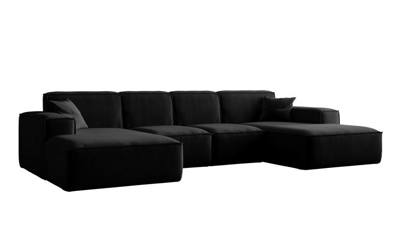Sofa w kształcie litery U Siena, Narożnik Tkanina Salvador Czarny 593880