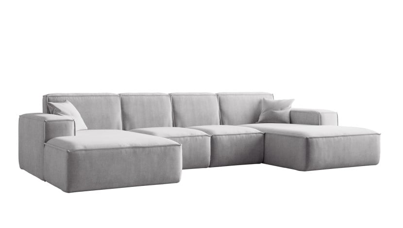 Sofa w kształcie litery U Siena, Narożnik Tkanina Salvador Jasnoszary 593887