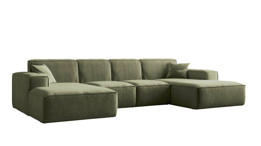 Sofa w kształcie litery U Siena, Narożnik Tkanina Salvador Oliwkowy 593884