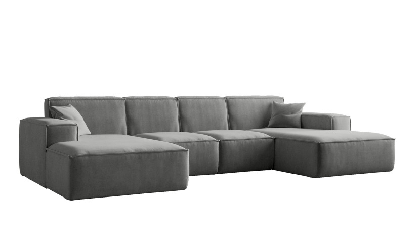 Sofa w kształcie litery U Siena, Narożnik Tkanina Salvador Szary 593886