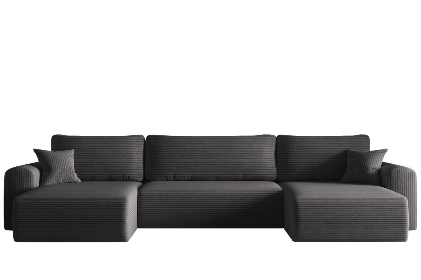 Sofa w kształcie U CAPRI narożnik, tkanina Poso, wiele kolorów Ciemnoszary 649649