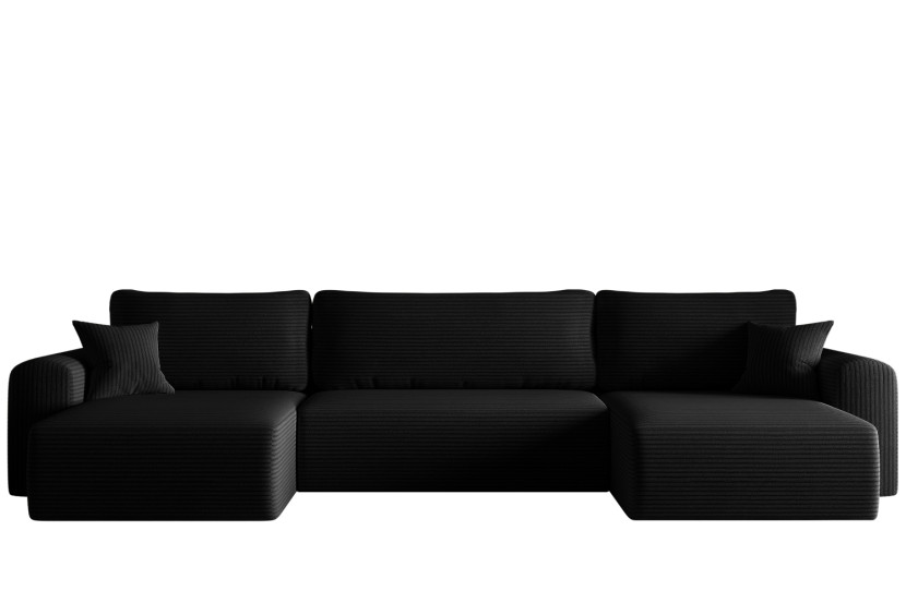 Sofa w kształcie U CAPRI narożnik, tkanina Poso, wiele kolorów Czarny 649637