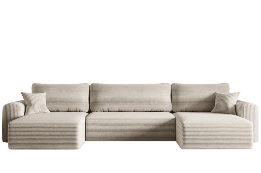 Sofa w kształcie U CAPRI narożnik, tkanina Poso, wiele kolorów Ecru 649626