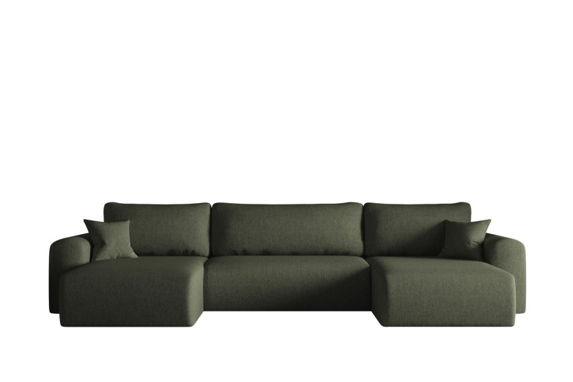Sofa w kształcie U CAPRI narożnik, tkanina Verita, Ciemnozielony 649623