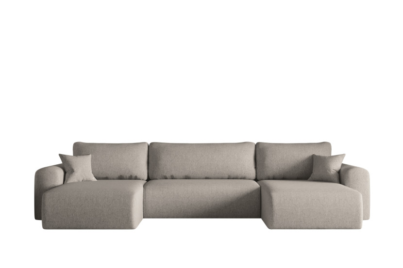 Sofa w kształcie U CAPRI narożnik, tkanina Verita, Ciepły beż 648988