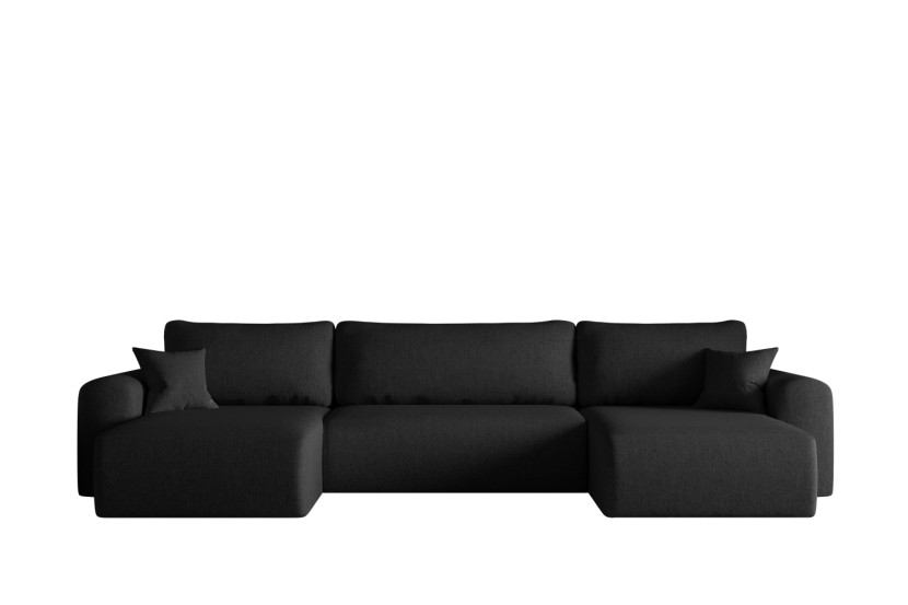 Sofa w kształcie U CAPRI narożnik, tkanina Verita, wiele kolorów Czarny 649612