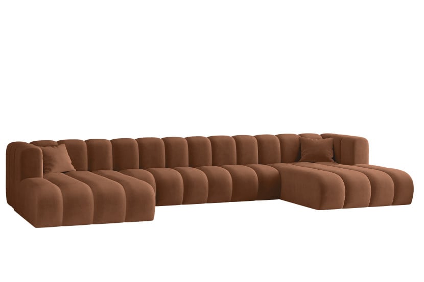Sofa w kształcie U, Grand U XL modułowa z tkaniny Salvador Brązowy 636835