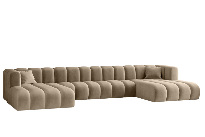 Sofa w kształcie U, Grand U XL modułowa z tkaniny Salvador Ciemnobeżowy 636840