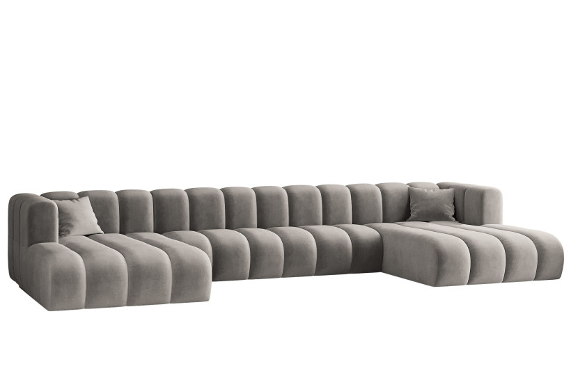 Sofa w kształcie U, Grand U XL modułowa z tkaniny Salvador Szary 636838