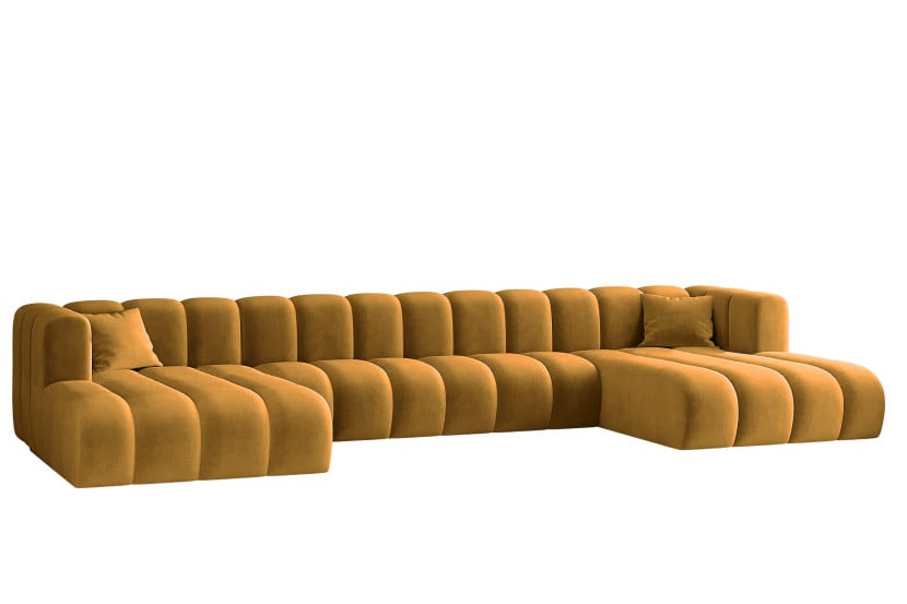 Sofa w kształcie U, Grand U XL modułowa z tkaniny Salvador Żółty 636857