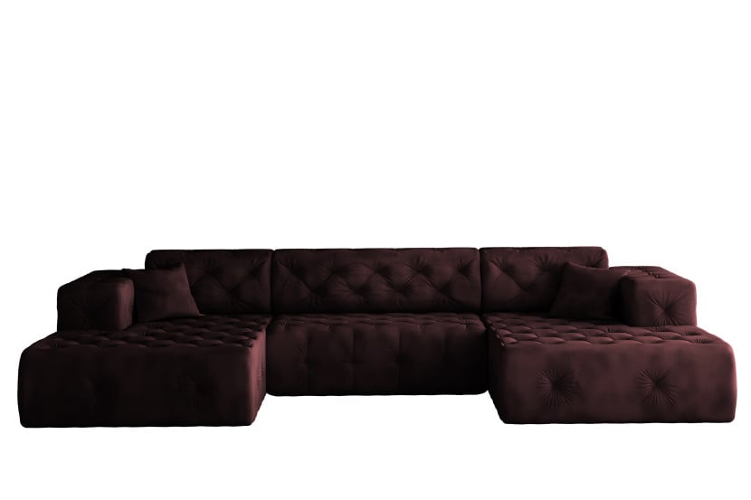 Sofa w kształcie U LUX narożnik, tkanina Whisper, Bordowy 741161