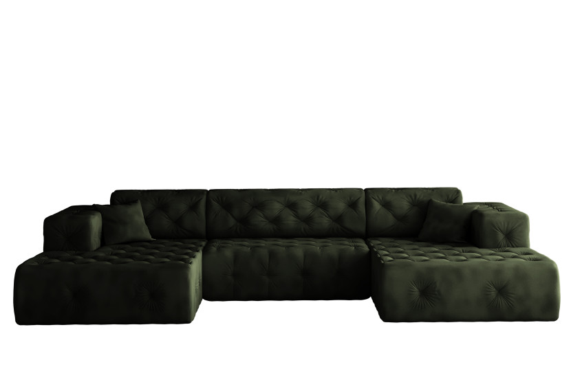 Sofa w kształcie U LUX narożnik, tkanina Whisper, Zielony 741166
