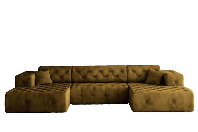 Sofa w kształcie U LUX narożnik, tkanina Whisper, Złoty 741168
