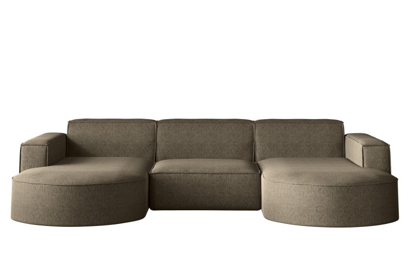 Sofa w kształcie U MODENA narożnik, tkanina Verita Ciemnobeżowy 509579