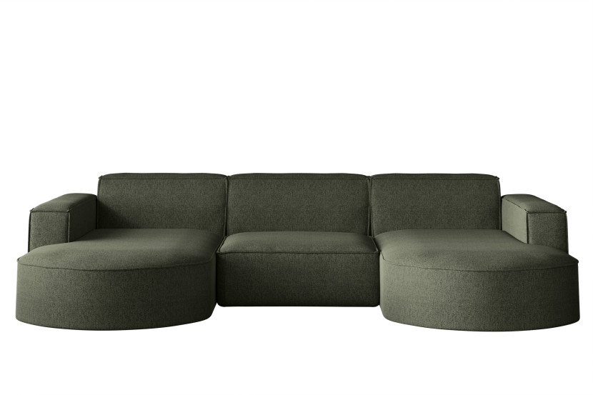 Sofa w kształcie U MODENA narożnik, tkanina Verita Ciemnozielony 509594