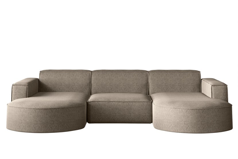 Sofa w kształcie U MODENA narożnik, tkanina Verita Ciepły beż 509580