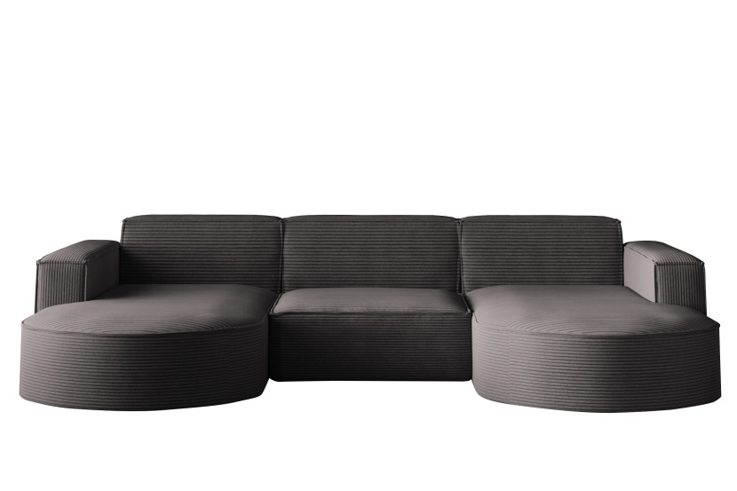 Sofa w kształcie U MODENA, tkanina Poso, Ciemnoszary 763790
