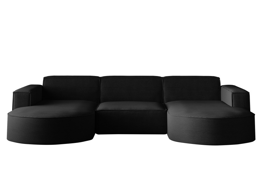 Sofa w kształcie U MODENA, tkanina Poso, Czarny 763783