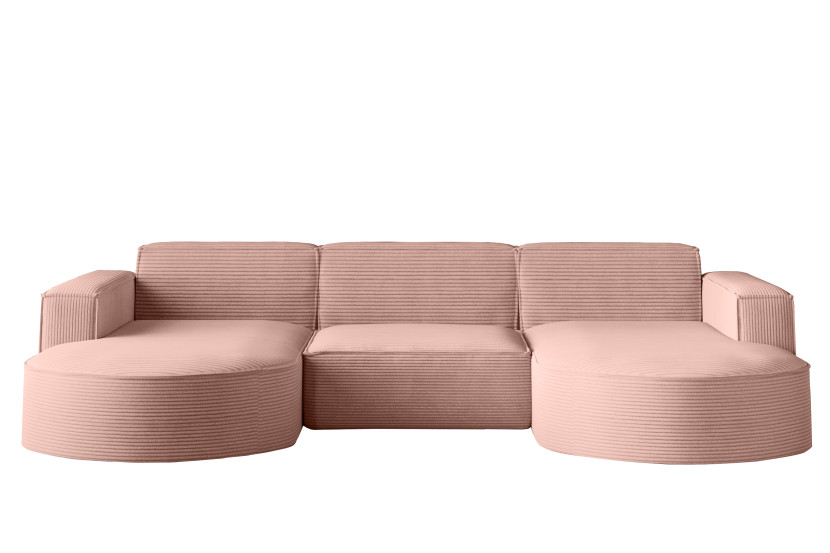 Sofa w kształcie U MODENA, tkanina Poso, Różowy 763777