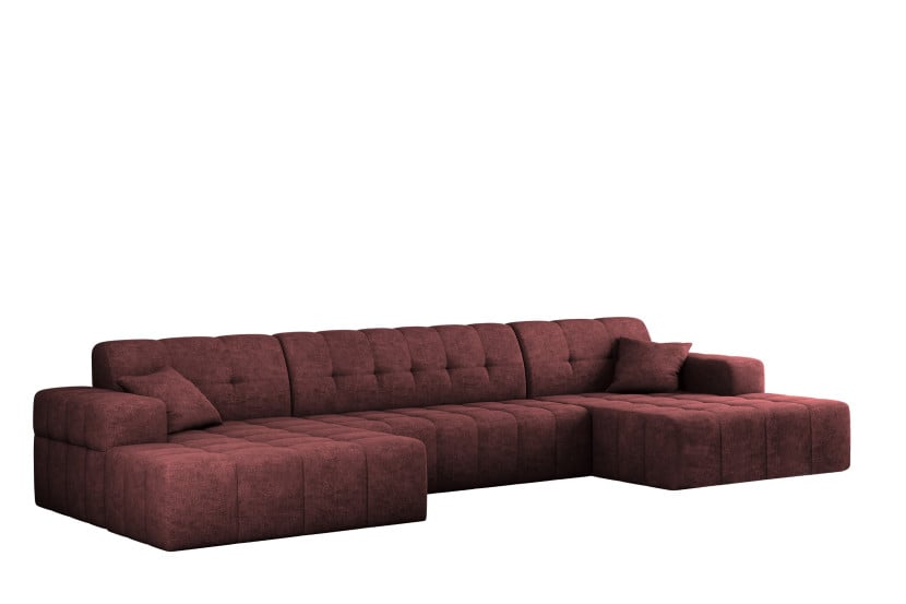 Sofa w kształcie U NIMES narożnik, tkanina Perfect Harmony, Bordowy 679807